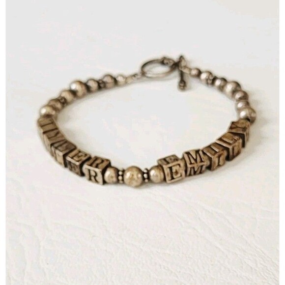 Sterling Toggle Bracelet Name Tyler & Emily 7.25 15.36g -TESTED - Picture 2 of 7